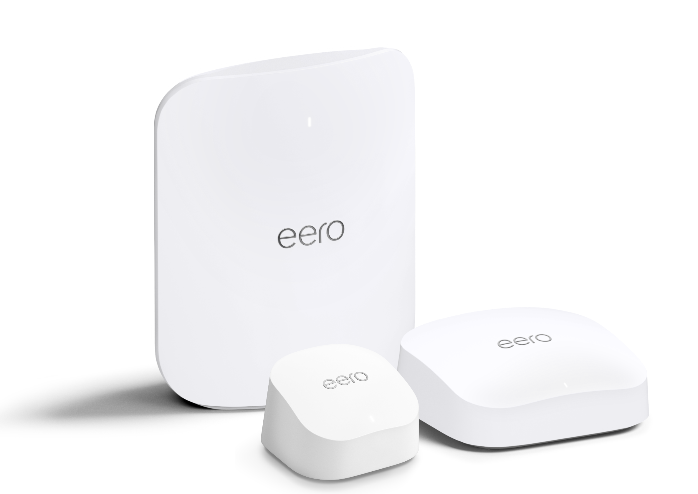 An image of a few eero models.