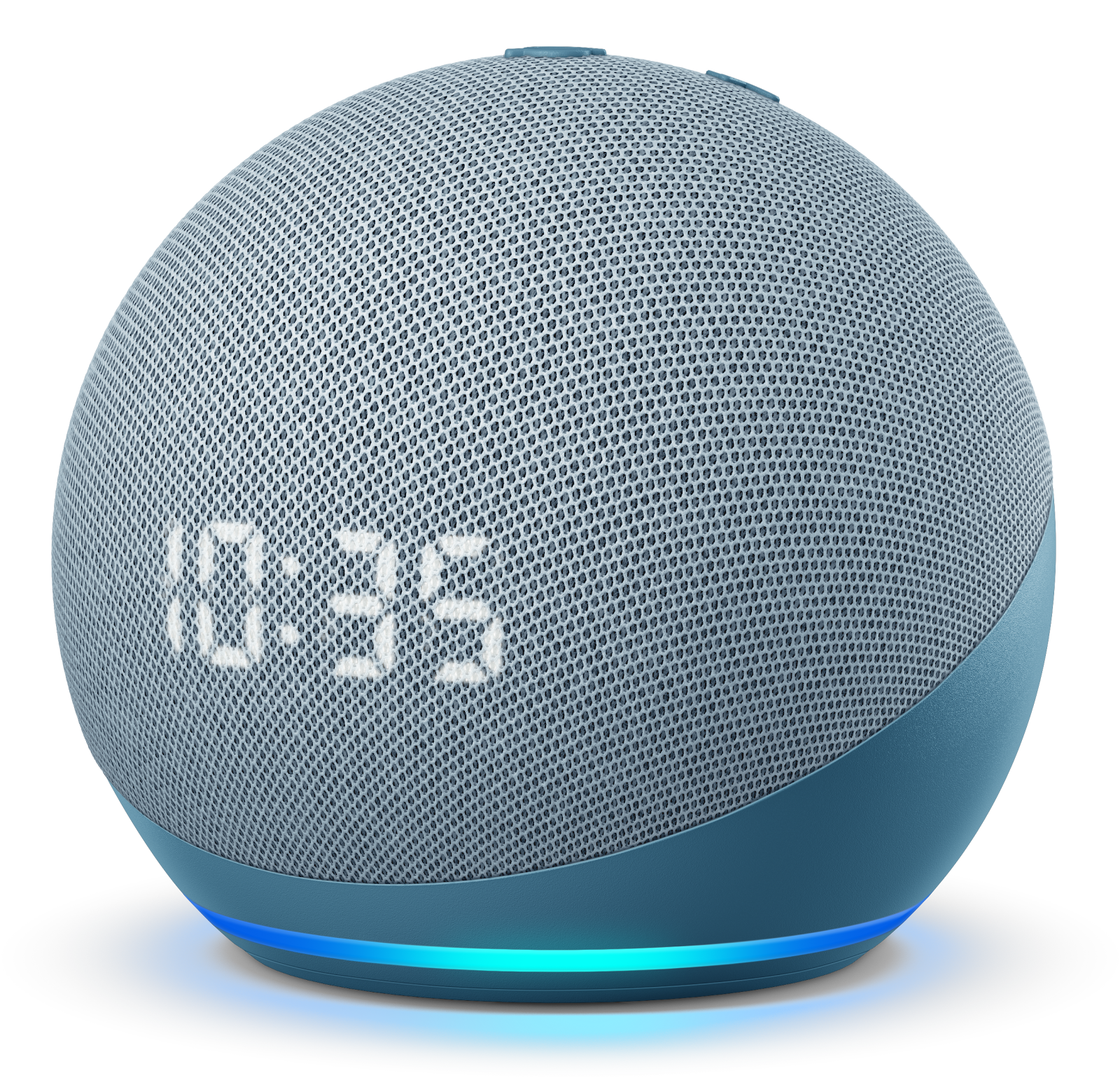 Un'immagine dell'Echo Dot (4a generazione) con orologio
