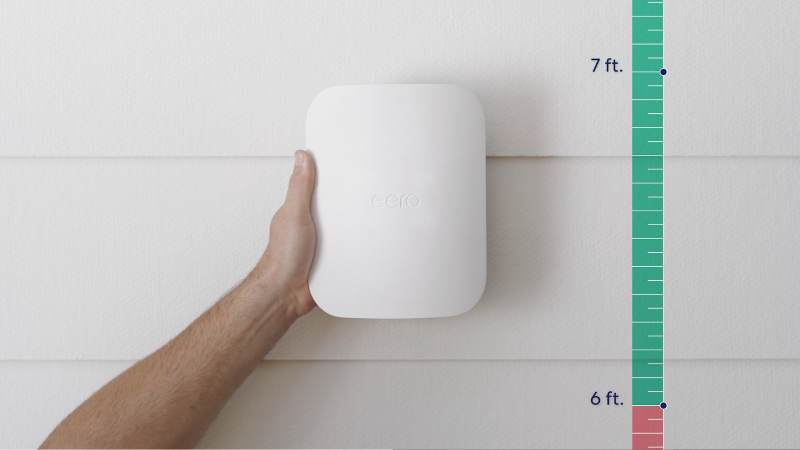 showing eero placement 6-15 feet off ground on side of building