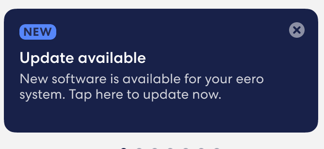 Immagine del menu Notifiche dalla schermata Home. Questa notifica indica la disponibilità di un aggiornamento.