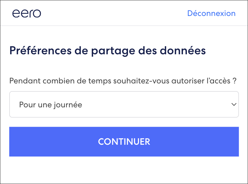 Affiche la page des préférences de partage des données.
