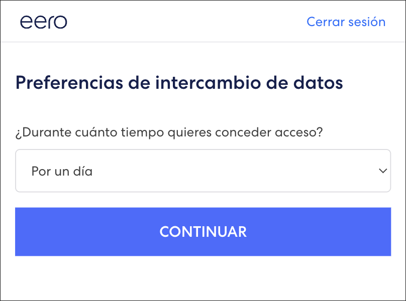 Muestra la página de preferencias de uso compartido de datos.