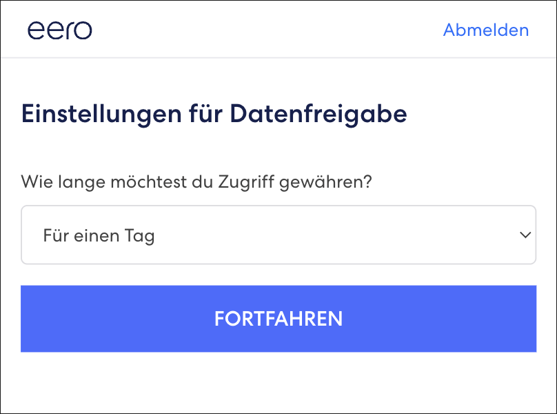 Zeigt die Seite mit den Einstellungen für die Datenfreigabe an.